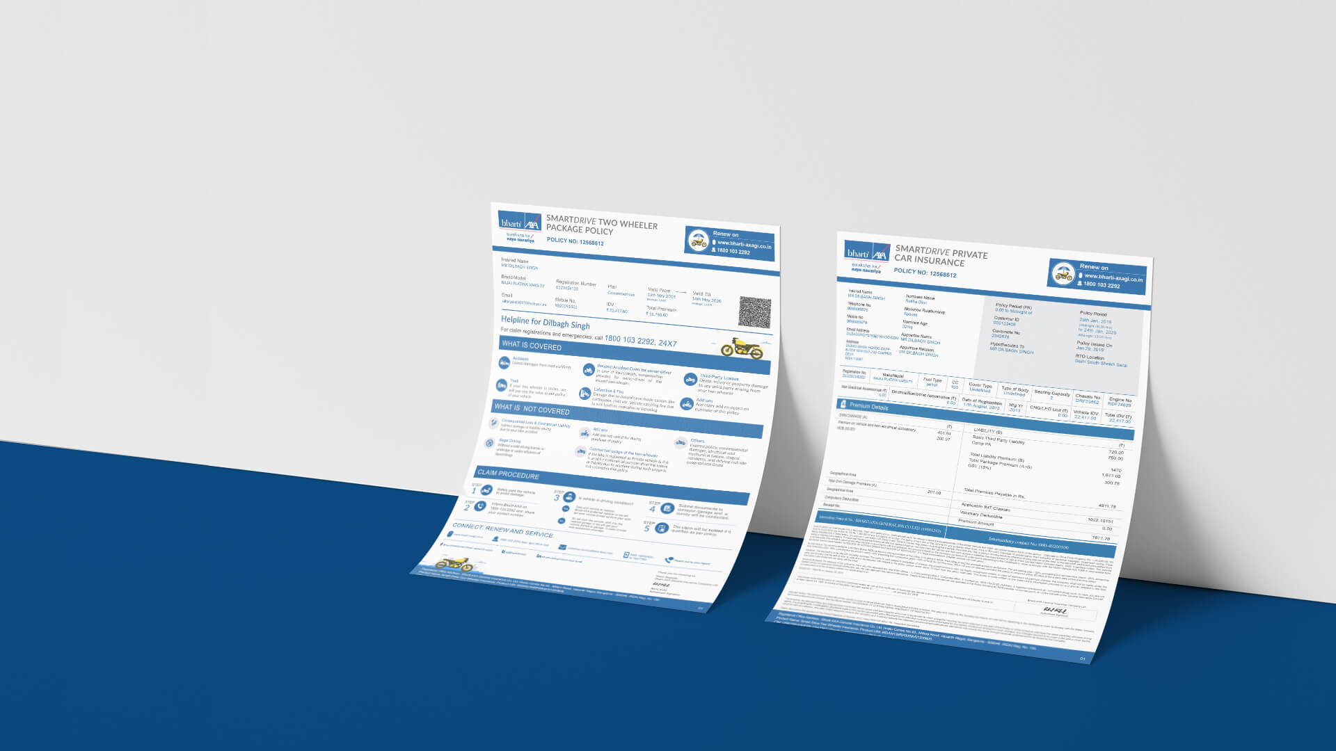 Redesigned Bharti AXA SmartDrive two-wheeler and private car insurance policy kits